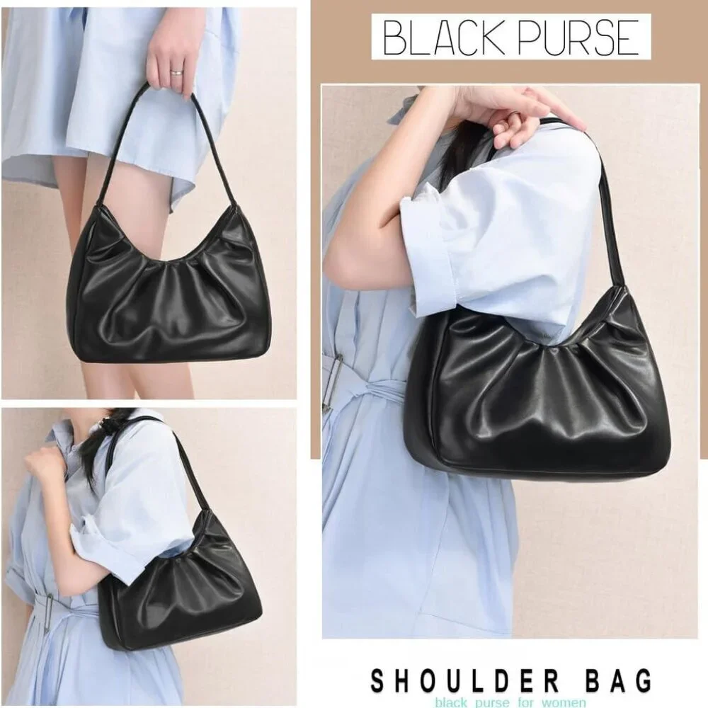 Small Vegan Leather Shoulder Bag Womens Retro Hobo Purse Crossbody